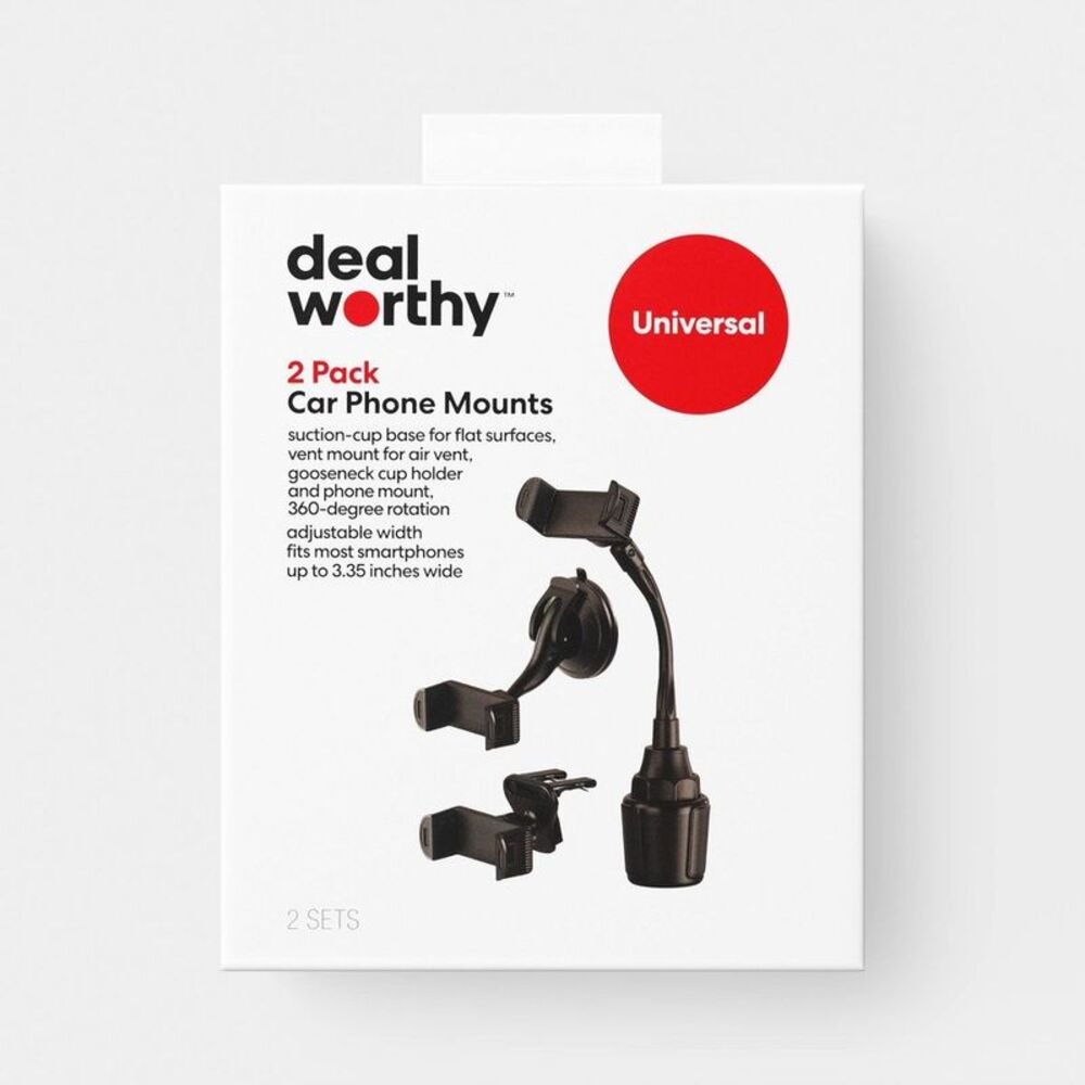 Car Mount (2-in-1) Matte Finish 2 pk - dealworthy Black